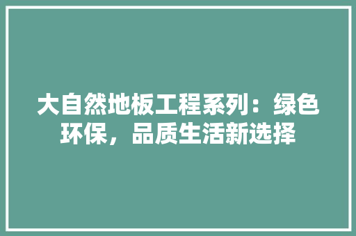 大自然地板工程系列：绿色环保，品质生活新选择 现代风格装饰