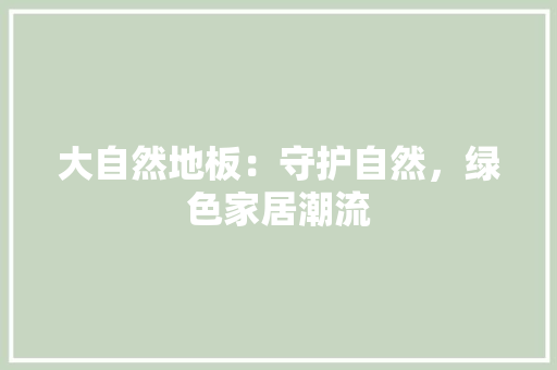 大自然地板：守护自然，绿色家居潮流 现代风格装饰