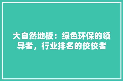 大自然地板：绿色环保的领导者，行业排名的佼佼者 现代风格装饰