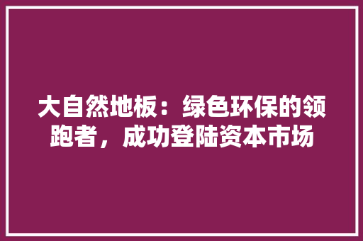 大自然地板：绿色环保的领跑者，成功登陆资本市场 现代风格装饰