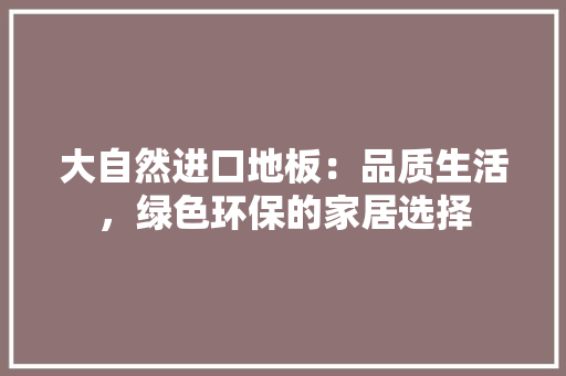 大自然进口地板：品质生活，绿色环保的家居选择 现代风格装饰