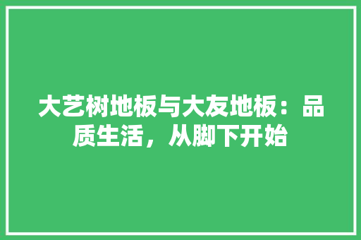 大艺树地板与大友地板：品质生活，从脚下开始 现代风格装饰