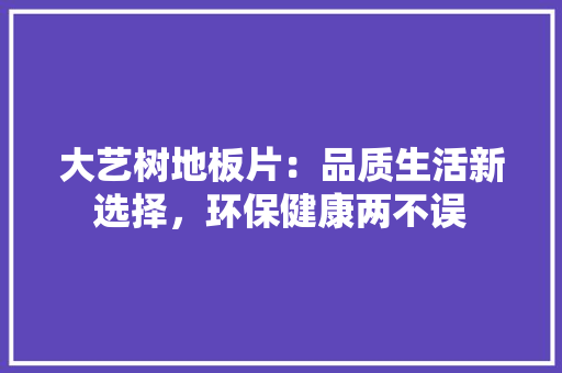 大艺树地板片：品质生活新选择，环保健康两不误 现代风格装饰