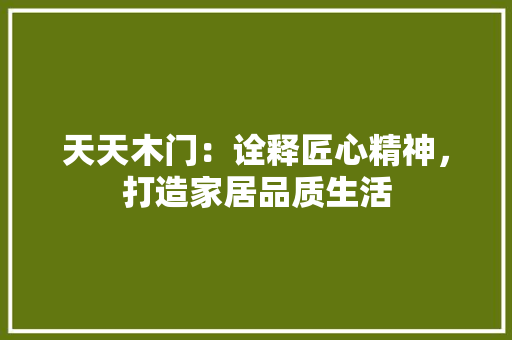 天天木门：诠释匠心精神，打造家居品质生活 现代风格装饰