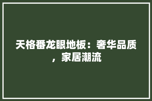 天格番龙眼地板：奢华品质，家居潮流 现代风格装饰