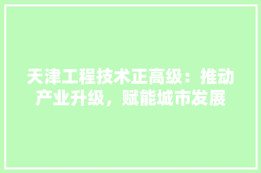 天津工程技术正高级：推动产业升级，赋能城市发展 现代风格装饰