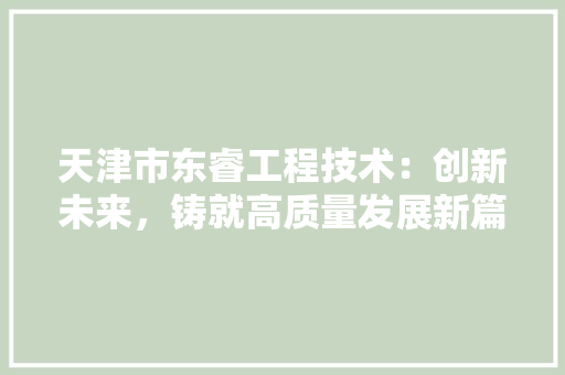 天津市东睿工程技术：创新未来，铸就高质量发展新篇章 现代风格装饰