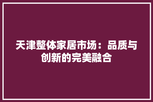 天津整体家居市场：品质与创新的完美融合 现代风格装饰