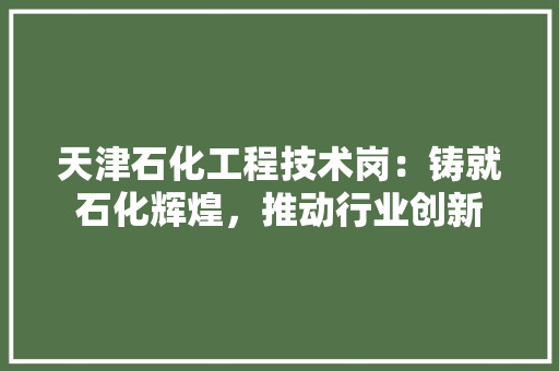 天津石化工程技术岗：铸就石化辉煌，推动行业创新 现代风格装饰
