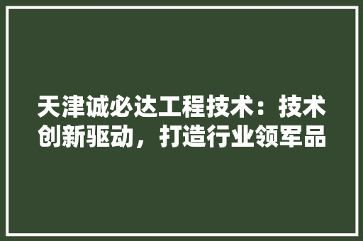 天津诚必达工程技术：技术创新驱动，打造行业领军品牌