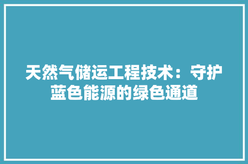 天然气储运工程技术：守护蓝色能源的绿色通道 现代风格装饰