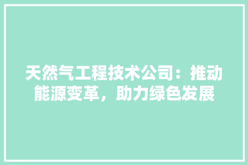 天然气工程技术公司：推动能源变革，助力绿色发展 现代风格装饰