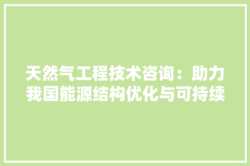 天然气工程技术咨询：助力我国能源结构优化与可持续发展 现代风格装饰