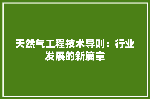 天然气工程技术导则：行业发展的新篇章 现代风格装饰
