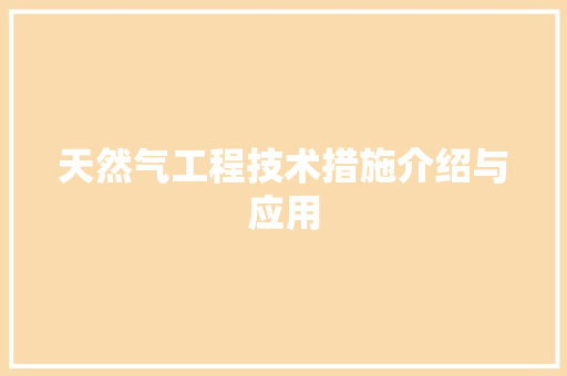 天然气工程技术措施介绍与应用 现代风格装饰