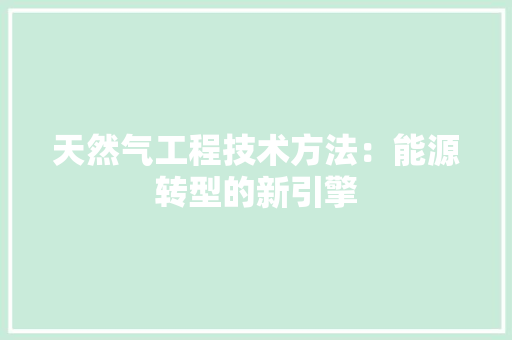 天然气工程技术方法：能源转型的新引擎 现代风格装饰
