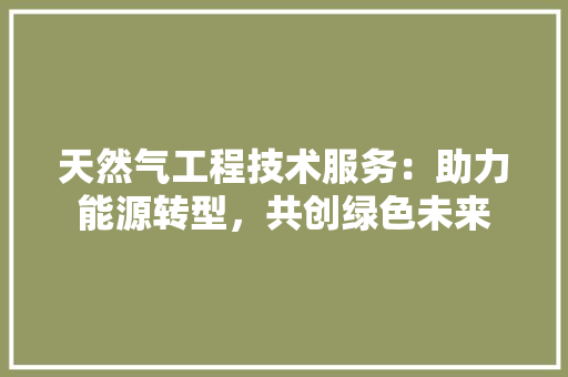 天然气工程技术服务：助力能源转型，共创绿色未来 现代风格装饰