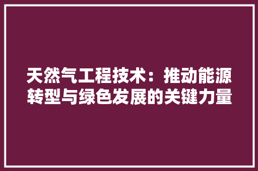 天然气工程技术：推动能源转型与绿色发展的关键力量 现代风格装饰
