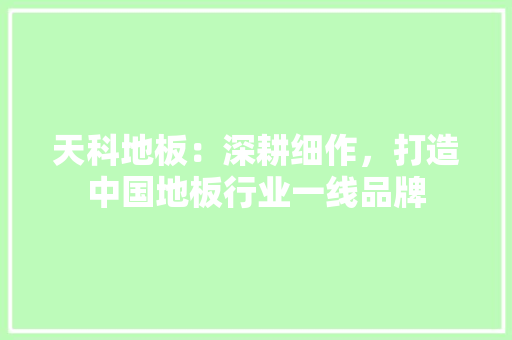 天科地板：深耕细作，打造中国地板行业一线品牌 现代风格装饰