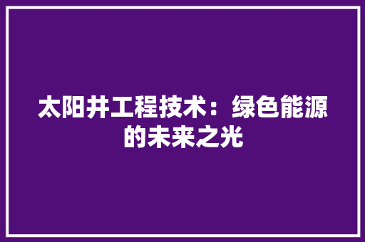 太阳井工程技术：绿色能源的未来之光 现代风格装饰