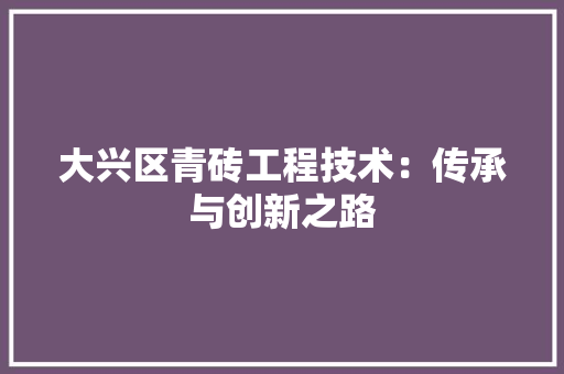 大兴区青砖工程技术：传承与创新之路 现代风格装饰