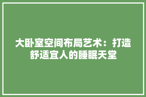 大卧室空间布局艺术：打造舒适宜人的睡眠天堂 现代风格装饰