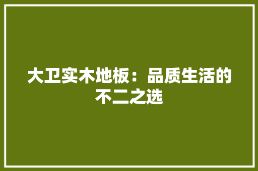 大卫实木地板：品质生活的不二之选