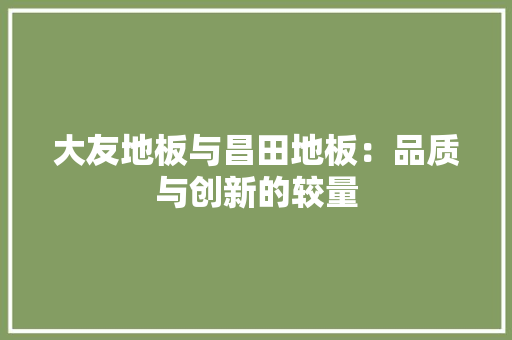 大友地板与昌田地板：品质与创新的较量 现代风格装饰