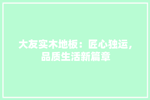 大友实木地板：匠心独运，品质生活新篇章 现代风格装饰