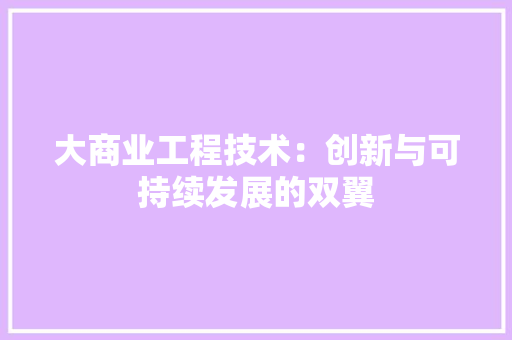 大商业工程技术：创新与可持续发展的双翼 现代风格装饰