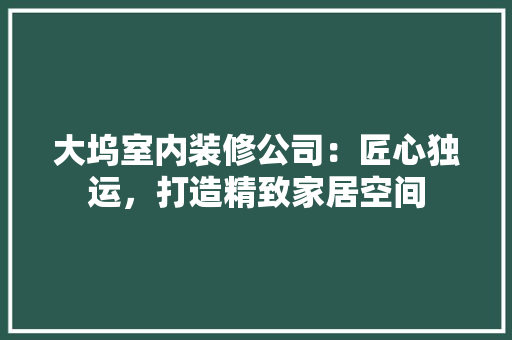 大坞室内装修公司：匠心独运，打造精致家居空间 现代风格装饰