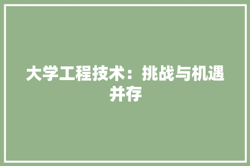 大学工程技术：挑战与机遇并存 现代风格装饰
