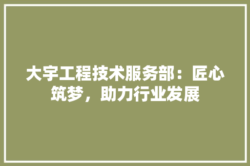 大宇工程技术服务部：匠心筑梦，助力行业发展 现代风格装饰