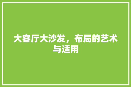 大客厅大沙发，布局的艺术与适用