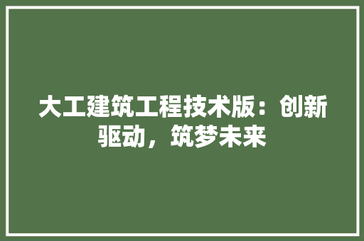 大工建筑工程技术版：创新驱动，筑梦未来 现代风格装饰