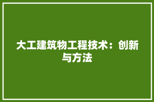 大工建筑物工程技术：创新与方法 现代风格装饰