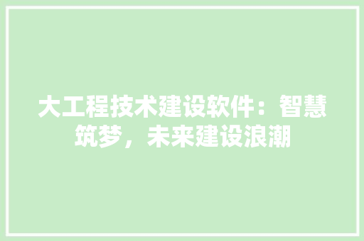 大工程技术建设软件：智慧筑梦，未来建设浪潮 现代风格装饰
