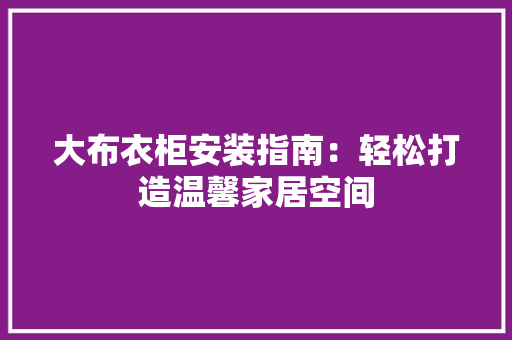 大布衣柜安装指南：轻松打造温馨家居空间 现代风格装饰