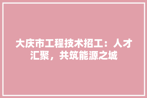 大庆市工程技术招工：人才汇聚，共筑能源之城 现代风格装饰