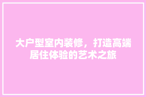 大户型室内装修，打造高端居住体验的艺术之旅 现代风格装饰