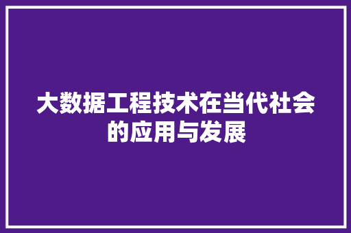 大数据工程技术在当代社会的应用与发展 现代风格装饰