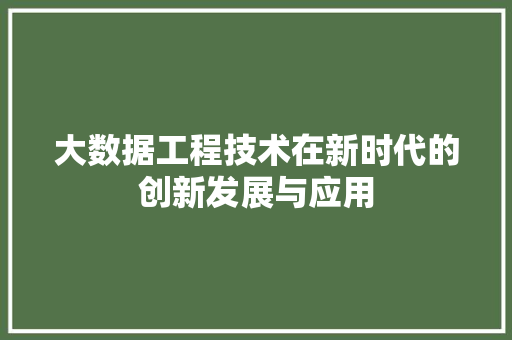 大数据工程技术在新时代的创新发展与应用 现代风格装饰