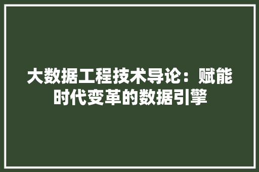 大数据工程技术导论：赋能时代变革的数据引擎 现代风格装饰