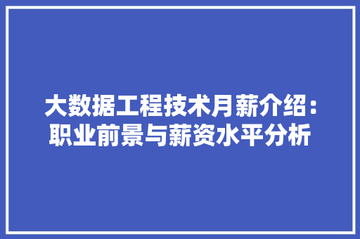 大数据工程技术月薪介绍：职业前景与薪资水平分析 现代风格装饰