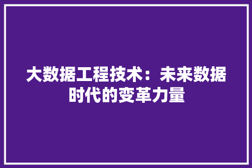 大数据工程技术：未来数据时代的变革力量