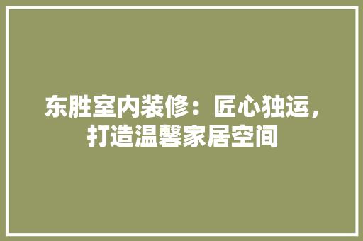 东胜室内装修：匠心独运，打造温馨家居空间