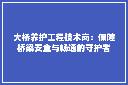 大桥养护工程技术岗：保障桥梁安全与畅通的守护者 现代风格装饰