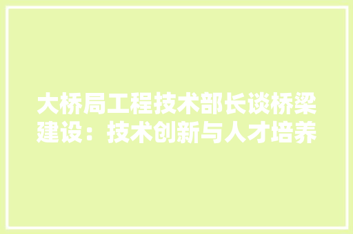 大桥局工程技术部长谈桥梁建设：技术创新与人才培养并重 现代风格装饰