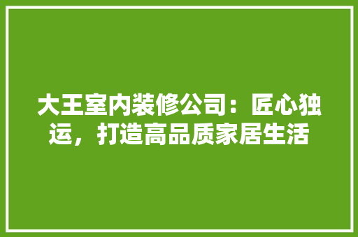 大王室内装修公司：匠心独运，打造高品质家居生活