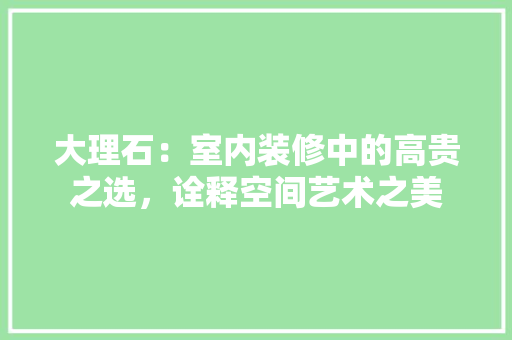 大理石：室内装修中的高贵之选，诠释空间艺术之美 现代风格装饰